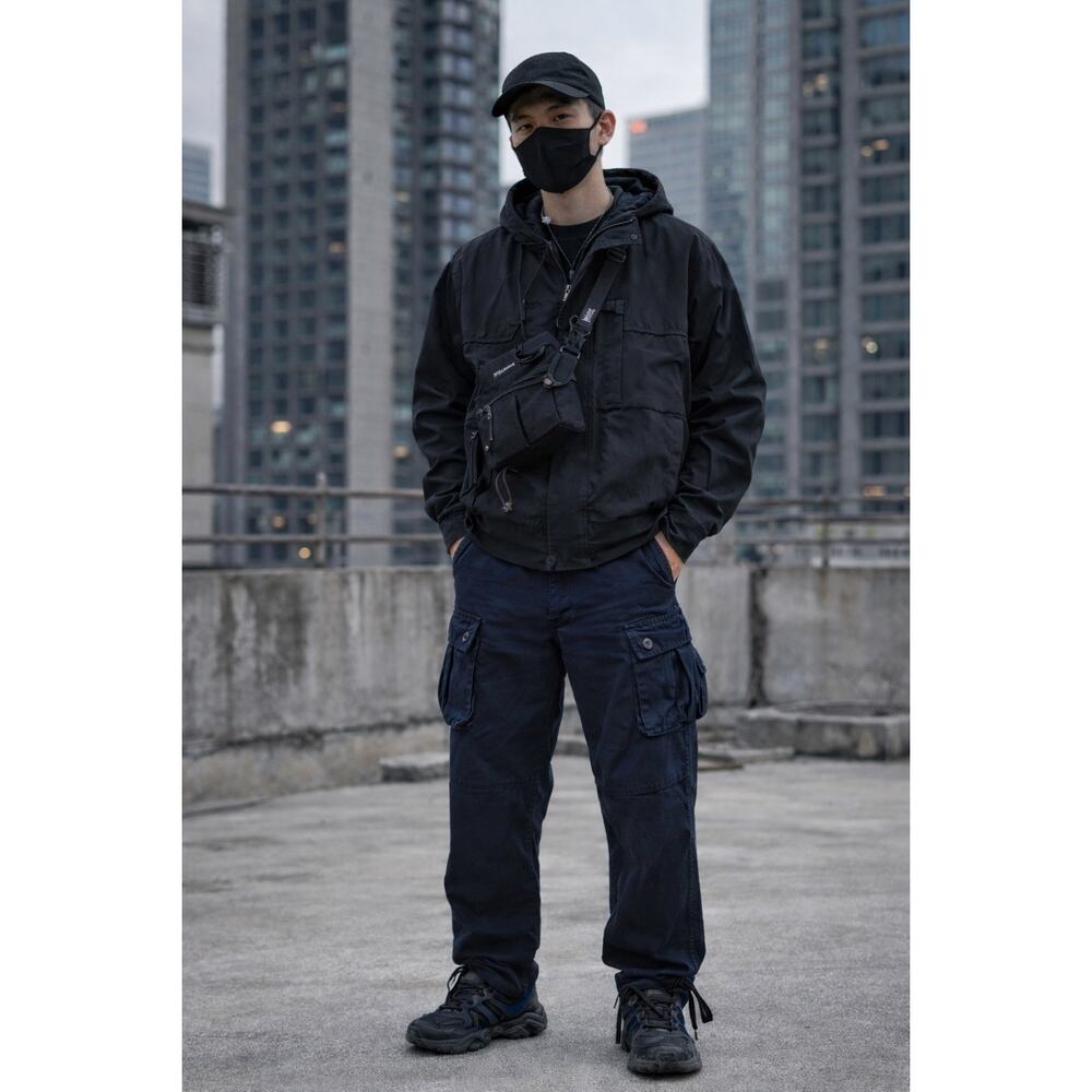 Match & Matchstick Japanese Cargo Pants, Navy, Size 36 Utility Streetwear NWT